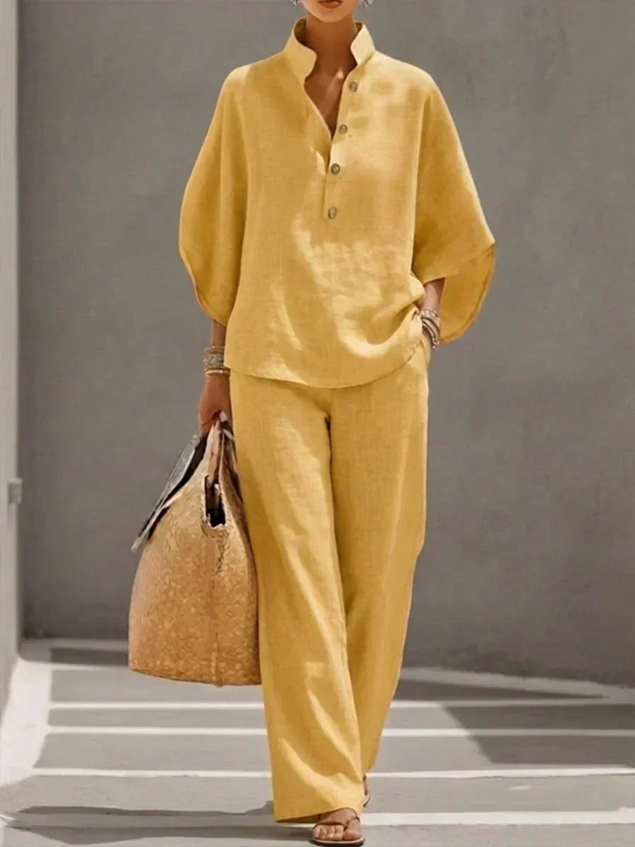 Charlotte | Linen Set with Batwing Sleeves